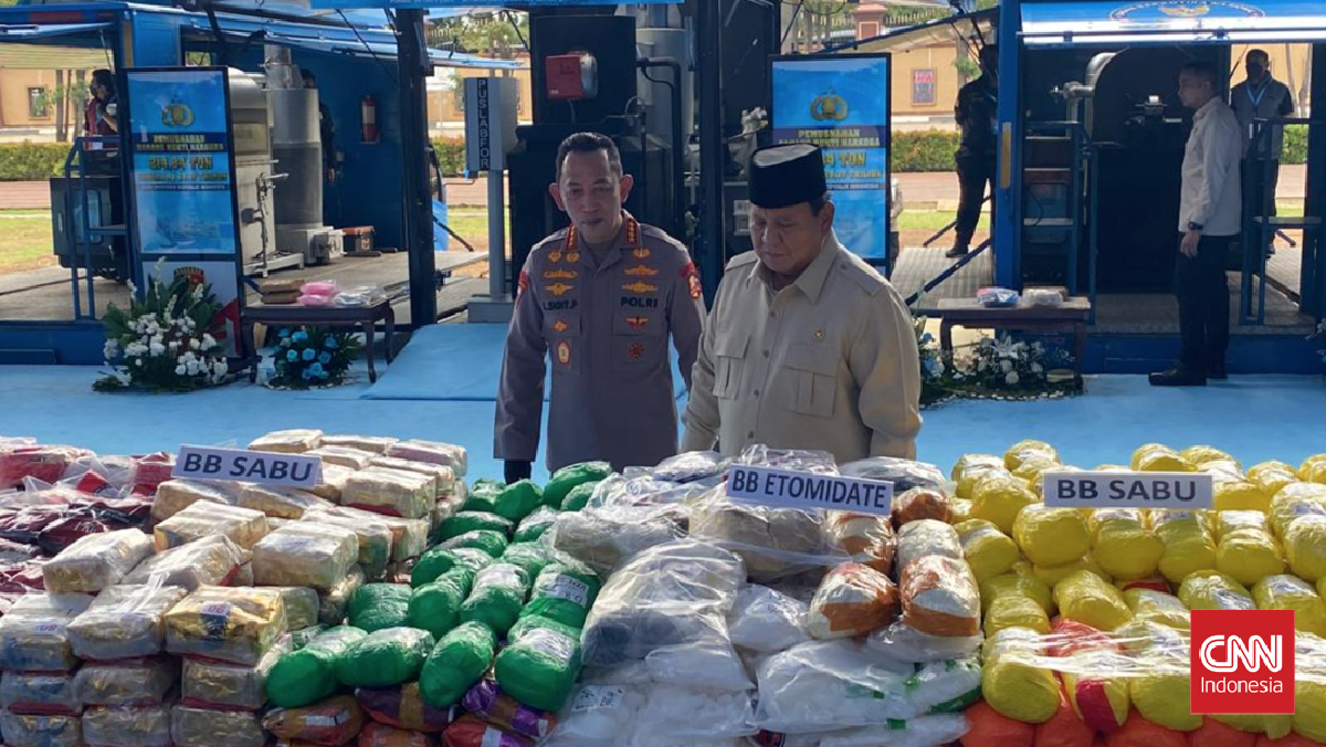 Prabowo Pimpin Pemusnahan Barbuk 214 Ton Narkoba di Mabes Polri