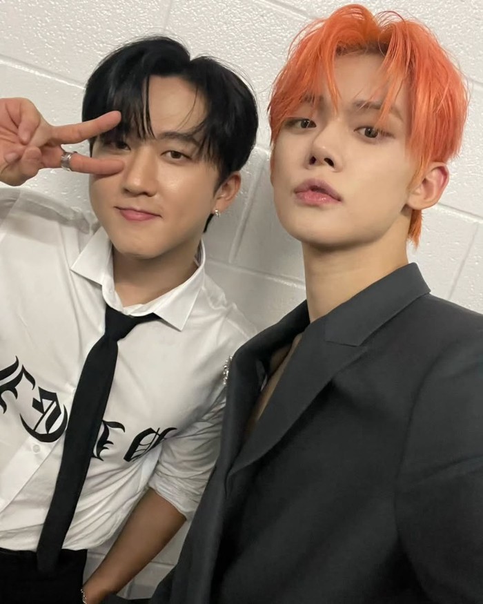 Merupakan kelahiran 1999, Changbin Stray Kids ternyata juga bagian dari geng 99z bersama Yeonjun TXT dan Wooyoung ATEEZ. Bahkan, di beberapa kesempatan mereka kerap meluangkan waktu untuk hangout/ Foto: instagram.com/jutdwae