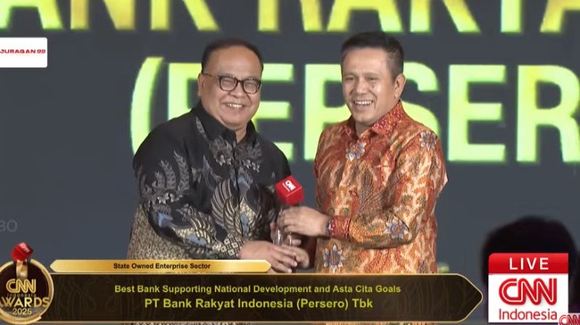 BRI Dianugerahi Best Bank Supporting National Development Bank Rakyat Indonesia dianugerahi penghargaan Best Bank Supporting National Development & Asta Cita Goals di CNN Indonesia Awards 2025.
