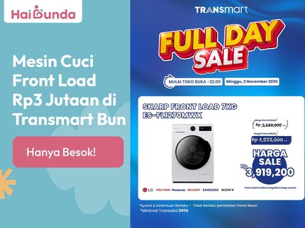 Mesin Cuci Front Load Rp3 Jutaan di Transmart Bun, Hanya Besok!