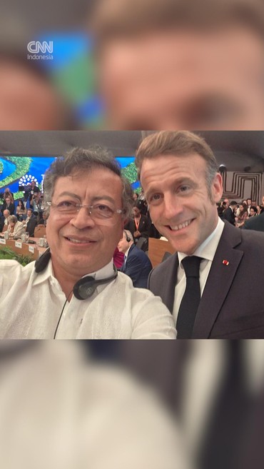 Momen Presiden Prancis dan Kolombia Selfie Jelang COP30