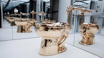 FOTO: Toilet Emas 18 Karat Dilelang, Dibuka dengan Harga Rp166 Miliar