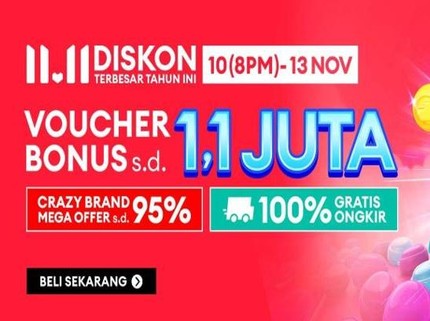 Lazada 11.11 Diskon Terbesar Tahun Ini, Dapatkan Diskon Gila-gilaan hingga 95% dari Brand Favorit Bunda