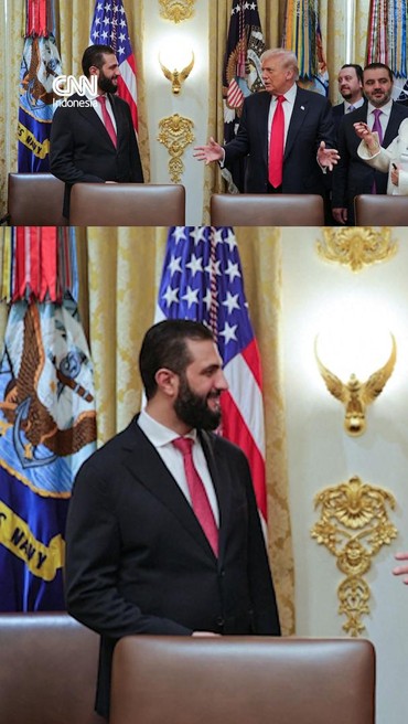 Momen Perdana Presiden Suriah Masuk Gedung Putih & Temui Trump