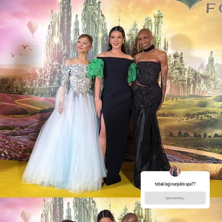 <p>Saat berjumpa dengan Ariana Grande dan Cynthia Erivo, Raisa melakukan misi penting, yakni menunjukkan gambar yang dibuat oleh putrinya Zalina. Putri semata wayang Raisa ini menggambar dua karakter utama film&nbsp;saat sedang berjalan di dekat kota fiksi Emerald City. Saat menunjukkan karya Zalina, Ariana Grande dan Cynthia Erivo tampak tersenyum. (Foto: Instagram @raisa6690)</p>