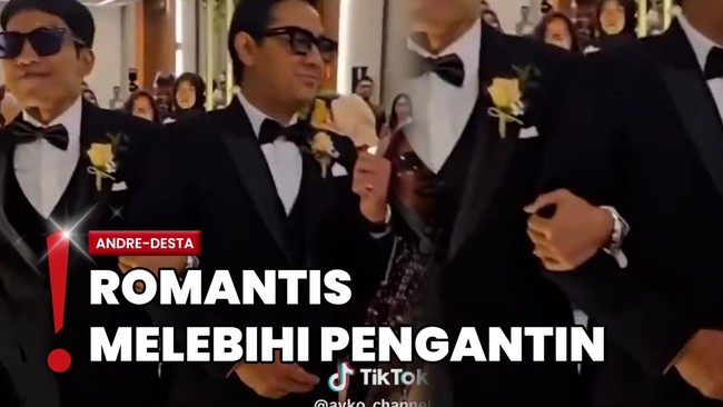 Duo Duda, Andre Taulany-Desta Gandengan Iringi Boiyen ke Pelaminan