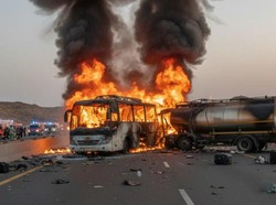 Bus Jemaah Umrah India Alami Kecelakaan Maut di Madinah, 45 Orang Tewas