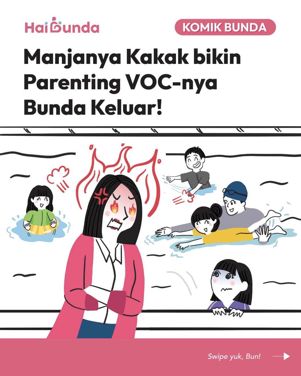 Bubun jadi senewen gara-gara kemanjaan Si Kakak nih. Kakak yang awalnya setuju untuk ekskul renang, berubah pikiran saat hari H. Simak ceritanya!