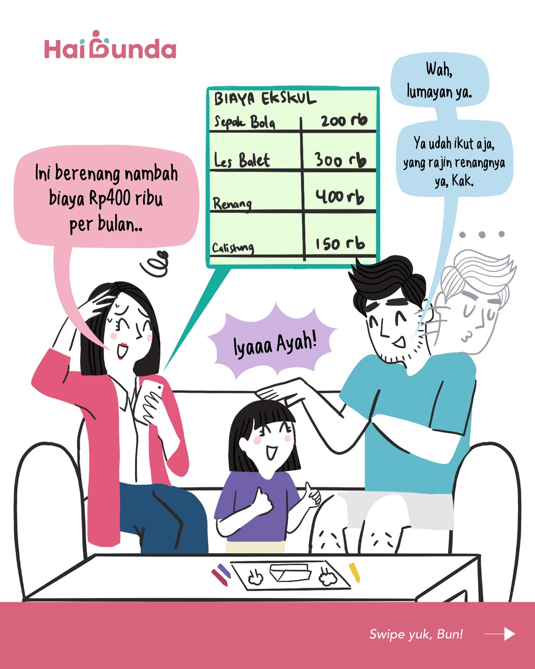 Bubun jadi senewen gara-gara kemanjaan Si Kakak nih. Kakak yang awalnya setuju untuk ekskul renang, berubah pikiran saat hari H. Simak ceritanya!