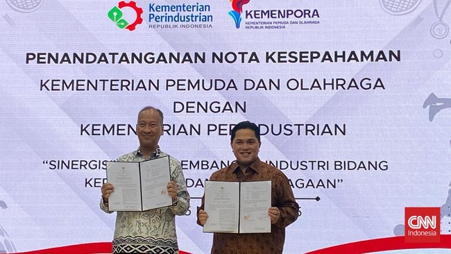 Kemenpora dan Kemenperin tandatangani MoU untuk dorong industri olahraga di Indonesia. Langkah ini dilakukan untuk meningkatkan industri olahraga.