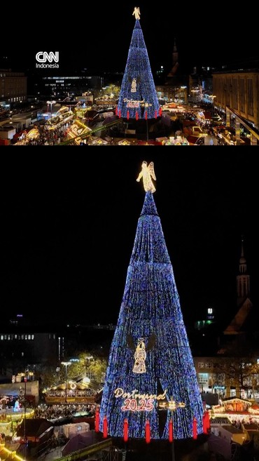 Instalasi Pohon Natal Terbesar di Dunia Membumbung di Jerman