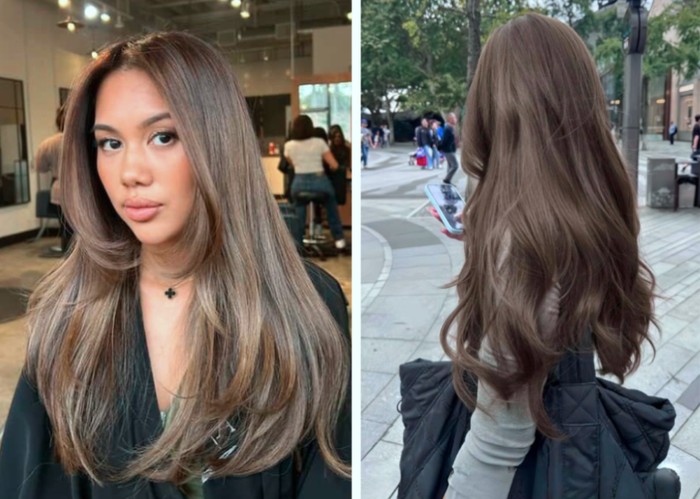 Ash brown pilihan warna rambut ash brown yang cocok untuk olive undertone. Tone keabuan membantu mengurangi kesan kekuningan dan membuat kulit olive terlihat lebih bersih dan cool. /Foto: pinterest.com/mnesterenko2017/bambiting