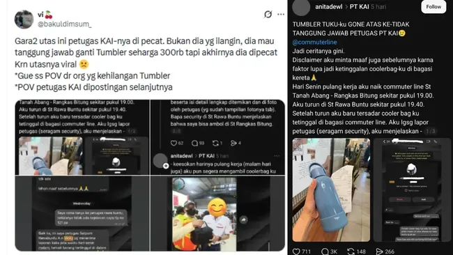 Kata KAI soal Viral Tumbler Tuku Penumpang yang Berimbas Pemecatan Petugas