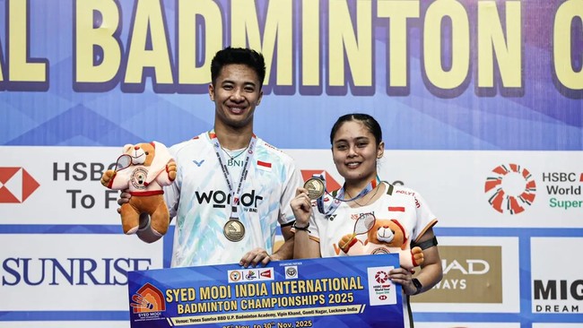 Ganda campuran Indonesia, Dejan Ferdinansyah/Bernadine Anindya Wardani mengaku bersyukur bisa meraih gelar Syed Modi International 2025.