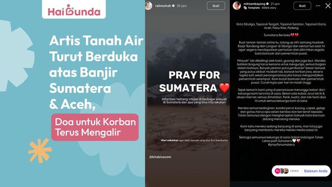 Artis Tanah Air Turut Berduka atas Banjir Sumatera dan Aceh, Doa untuk Korban Terus Mengalir