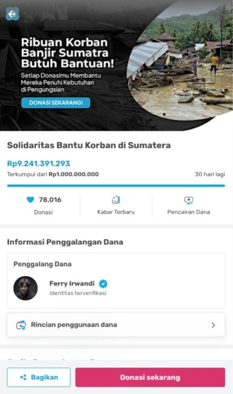 Ferry Irwandi kumpulkan donasi lebih dari Rp9 miliar untuk korban Sumatera Ferry Irwandi kumpulkan donasi lebih dari Rp9 miliar untuk korban Sumatera