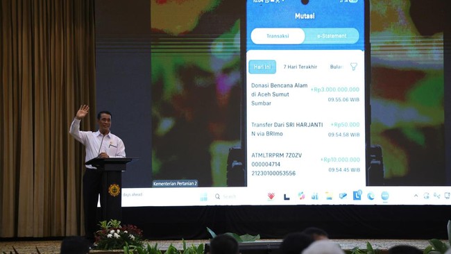 Dari aksi penggalangan Kementan itu, terlihat pecahan nominal Rp20 ribu, Rp50 ribu, Rp100 ribu, hingga Rp250 ribu.