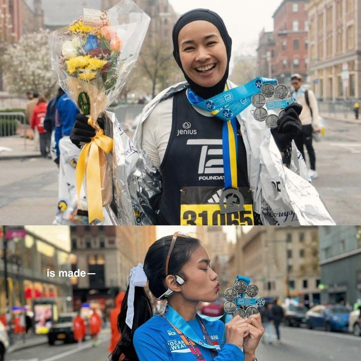 <p>Tak hanya itu, keduanya juga diketahui kerap mengikuti lari maraton sampai ke luar negeri. Alya dan putrinya pun pernah meraih <em>six star finisher</em>. &ldquo;Ke <em>six star finisher</em> dan masih banyak lagi yang sama hihi. Selamat ulang tahun moma <em>@arohali,</em>&rdquo; tulis Namira.&nbsp;(Foto: Instagram @namiradjani)</p>