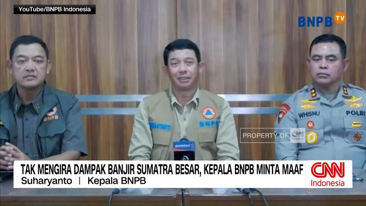VIDEO: Tak Mengira Dampak Banjir Sumatra Besar, Kepala BNPB Minta Maaf