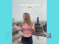 Geger! Turis Perempuan Berjoget di Atas Candi Borobudur