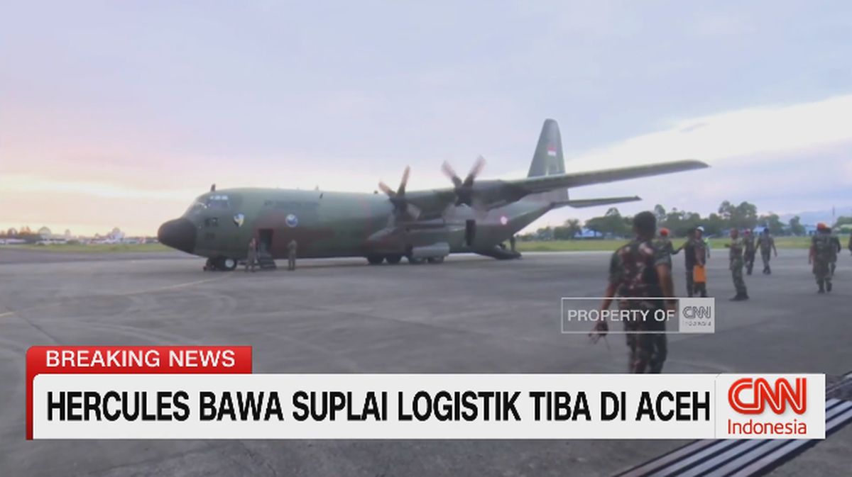 VIDEO: Hercules Bawa Suplai Logistik Tiba di Aceh