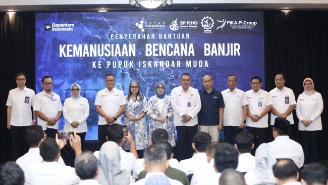 Bantuan ini merupakan dukungan bersama anggota holding, seperti Petrokimia Gresik, Pupuk Kujang Cikampek, Pupuk Kalimantan Timur dan Pupuk Sriwidjaja Palembang.