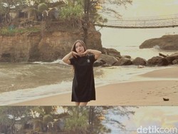 Serunya Berswafoto di Pantai Sungai Suci Bengkulu, Mirip Tanah Lot Bali