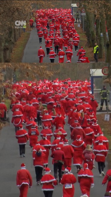 Ribuan Santa Claus Ikut Lari Jarak Jauh di Jerman