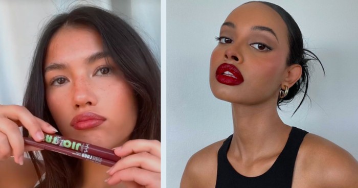 Gunakan warna lipstik terracotta dan nude caramel. Shades ini tampak flattering pada kulit sawo matang/Foto: tiktok.com/isismaee/pinterest.com/esmaelewis