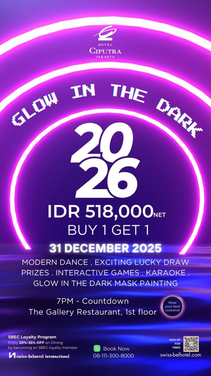 Hotel Ciputra Jakarta menawarkan pesta tahun baru 2026. Tema pestanya yaitu 