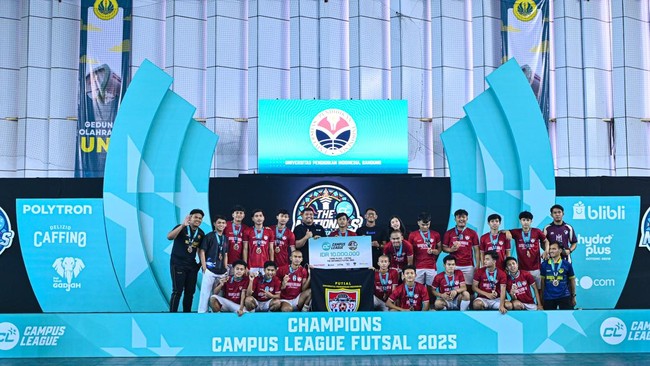 Campus League Futsal 2025 berakhir dengan UINSGD dan UNJ sebagai juara, Turnamen ini jadi langkah awal membangun ekosistem olahraga kampus yang profesional.