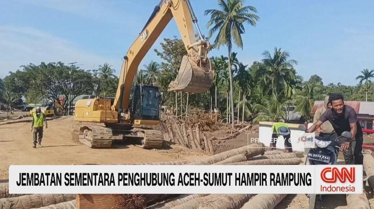 VIDEO: Jembatan Sementara Penghubung Aceh-Sumut Hampir Rampung