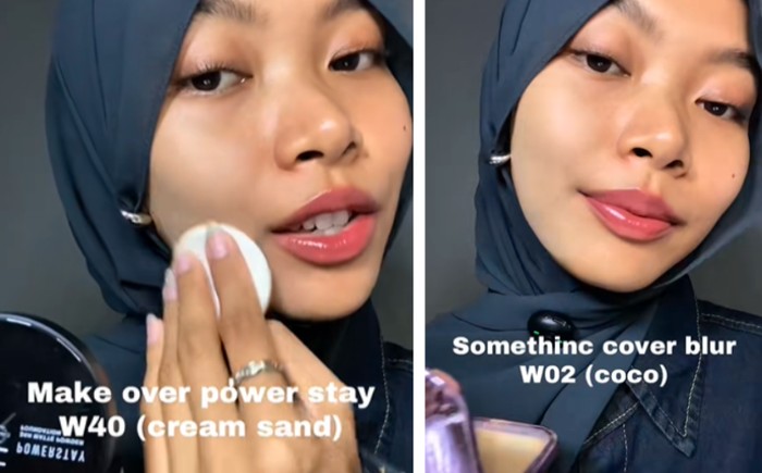 Bedak setting powder untuk olive undertone golden-tint bantu makeup olive undertone terlihat smooth, bright, dan bebas hasil pucat atau ashy/Foto: tiktok.com/zafathika