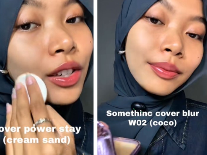 Bedak setting powder untuk olive undertone golden-tint bantu makeup olive undertone terlihat smooth, bright, dan bebas hasil pucat atau ashy/Foto: tiktok.com/zafathika
