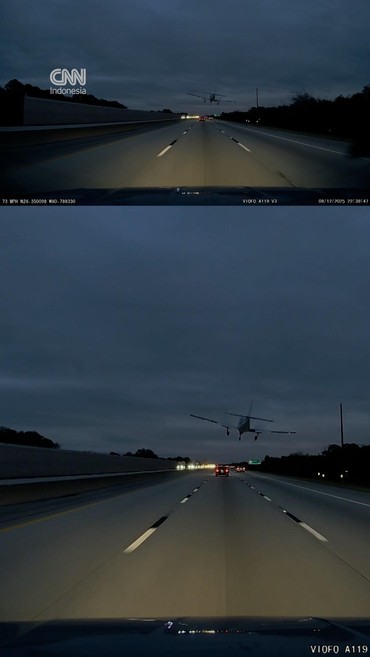 Detik-detik Pesawat Mendarat di Jalan Tol Florida, Timpa Satu Mobil