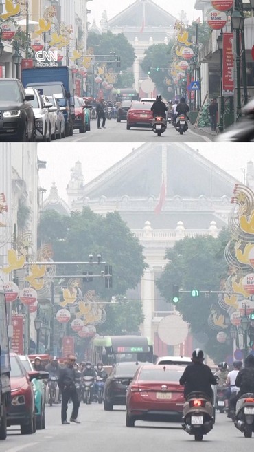 Penampakan Hanoi Vietnam 'Dibekap' Kabut Polusi Parah