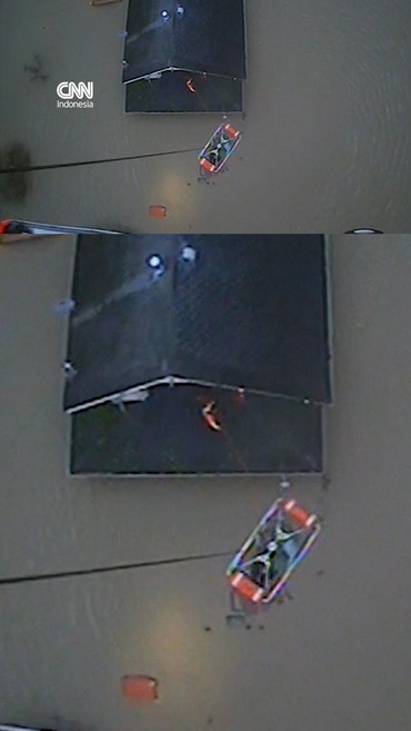 Detik-detik Evakuasi Dua Korban Banjir di Washington Pakai Helikopter