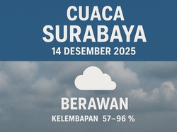 Cuaca Surabaya Hari Ini Berawan dengan Suhu 34 Derajat Celsius