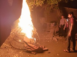 Polisi Bongkar dan Bakar Arena Sabung Ayam di Balongbendo Sidoarjo