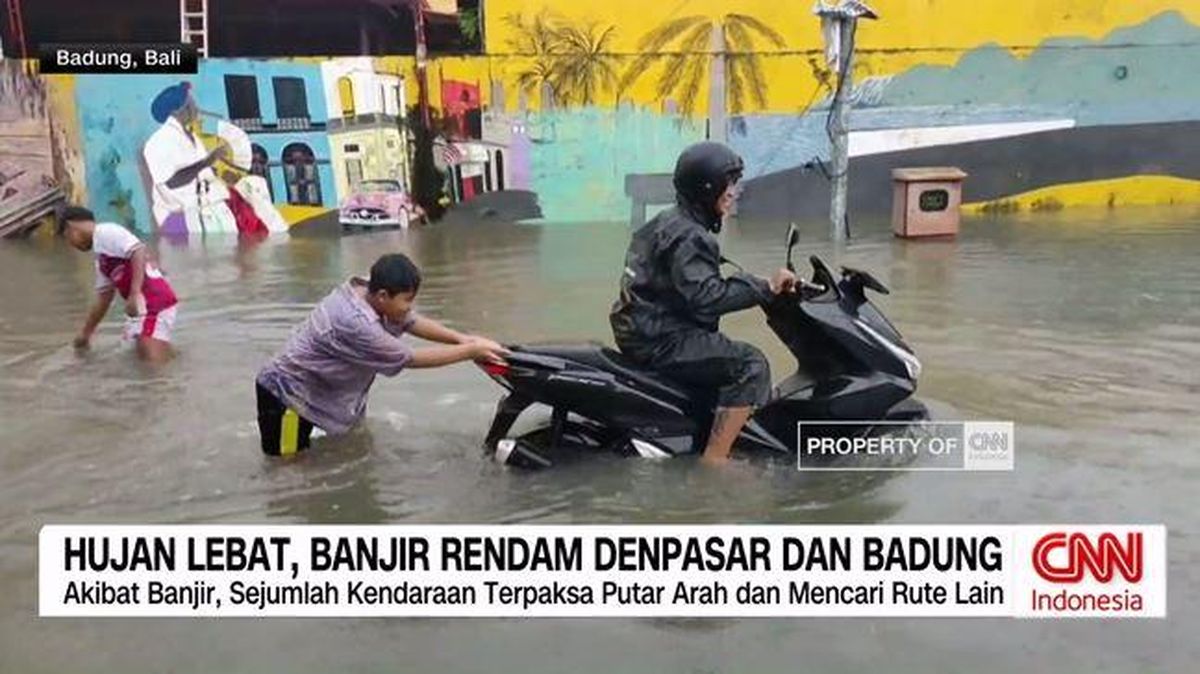 VIDEO: Hujan Lebat, Banjir Rendam Denpasar dan Badung