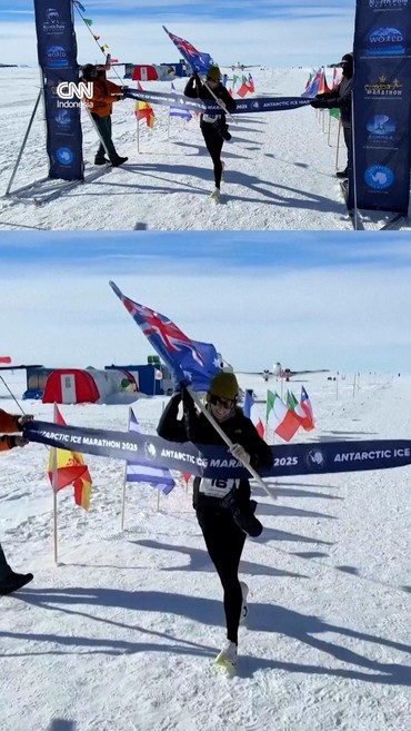 Momen Pelari Wanita Pertama Juara Marathon di Antartika