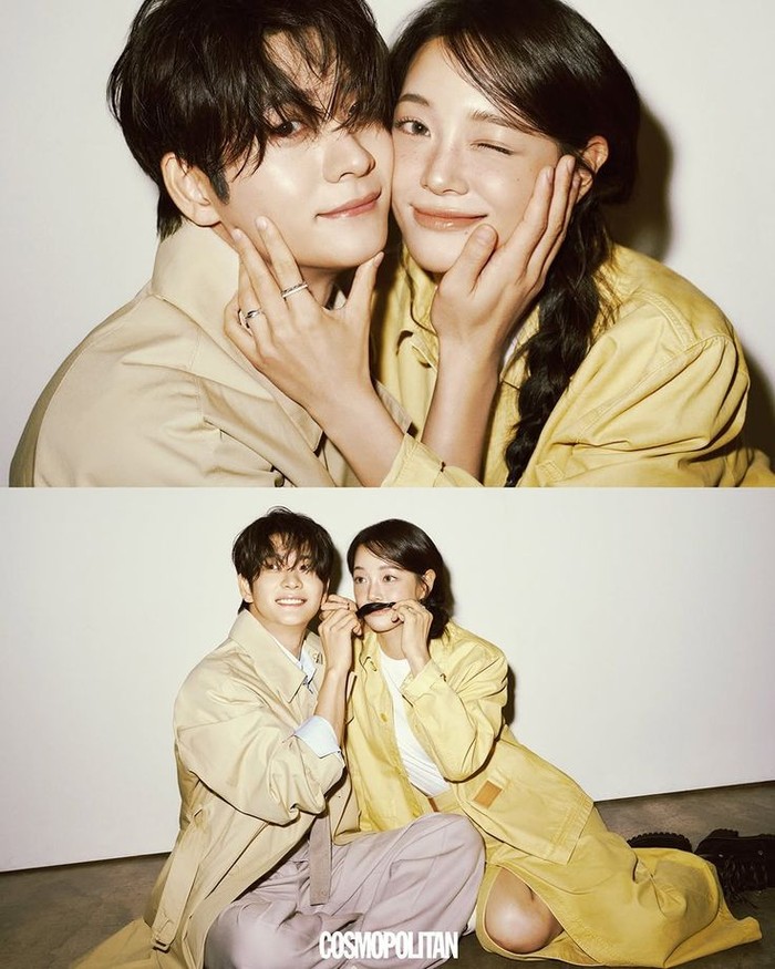 Pemotretan pasangan drama Korea paling romantis terakhir datang dari drama 'Moon River' yang dibintangi Kang Tae Oh dan Kim Se Jeong. Keduanya tampil cerah dan manis dalam kebersamaan bernuansa modern./ Foto: instagram.com/cosmopolitankorea