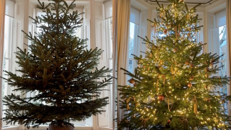 Pohon Natal Victoria Beckham sebelum dan sesudah didekorasi