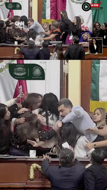 Chaos, Detik-detik Anggota Kongres di Meksiko Saling Jambak saat Rapat