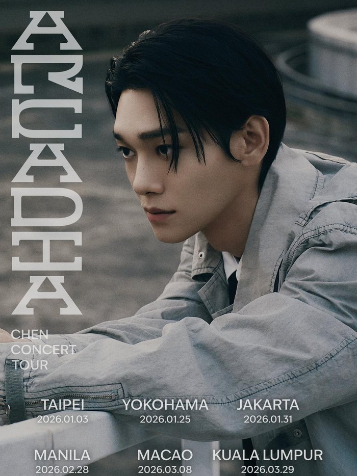 Pada Selasa, (16/12/2025) lalu, agensi INB100 mengumumkan penambahan daftar kota untuk konser solo Chen yang bertajuk ‘Arcadia’ melalui poster yang dibagikan di laman Instagram. Penggemar pun begitu antusias menyambut kedatangan Chen di kota mereka, terlebih ‘Arcadia’ menjadi konser solo perdananya.