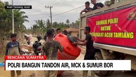 VIDEO: Polri Bangun Tandon Air dan Sumur Bor untuk Korban Banjir