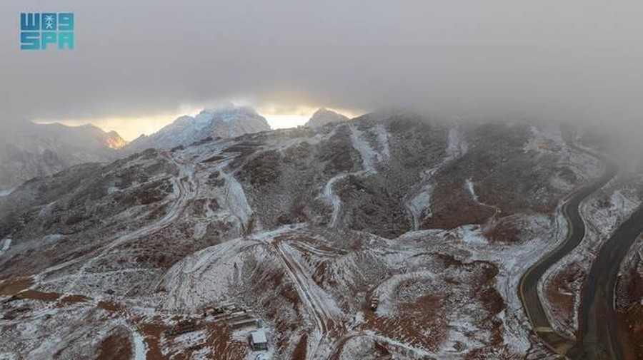 Trojena was covered in snow and experienced some light rainfall&period; &lpar;SPA&rpar;