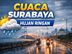 Cuaca Surabaya Hari Ini: Hujan Ringan, Suhu Maksimal 30 Derajat Celsius