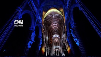 Pernak-pernik Cahaya Warnai Ulang Tahun Ke-800 Katedral di Brussels