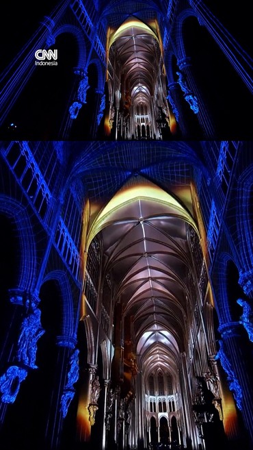 Pernak-pernik Cahaya Warnai Ulang Tahun Ke-800 Katedral di Brussels